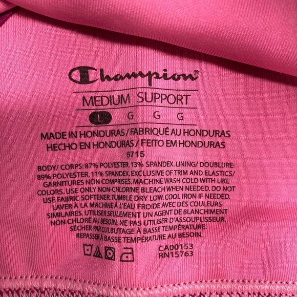 Champion Women’s Sports Bra, L, Pink (2-toned), Medium Support, Pullover - Picture 4 of 4